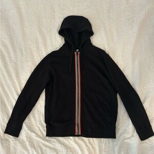 Burberry Black Zip-Up Hoodie with Striped Detail